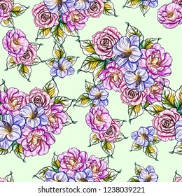 Abstract elegance seamless pattern with floral background
