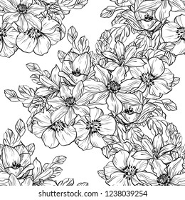 Abstract elegance seamless pattern with floral background