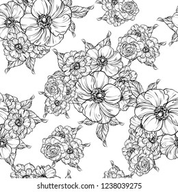 Abstract elegance seamless pattern with floral background