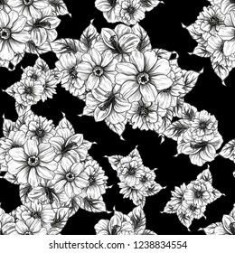 Abstract elegance seamless pattern with floral background
