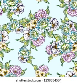 Abstract elegance seamless pattern with floral background