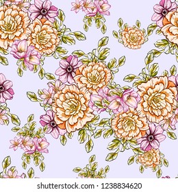 Abstract elegance seamless pattern with floral background