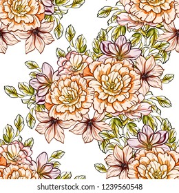 Abstract elegance seamless pattern with floral background