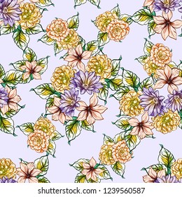 Abstract elegance seamless pattern with floral background