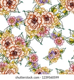 Abstract elegance seamless pattern with floral background