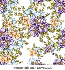 Abstract elegance seamless pattern with floral background