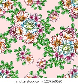 Abstract elegance seamless pattern with floral background