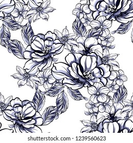 Abstract elegance seamless pattern with floral background