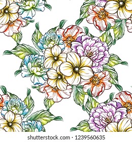 Abstract elegance seamless pattern with floral background