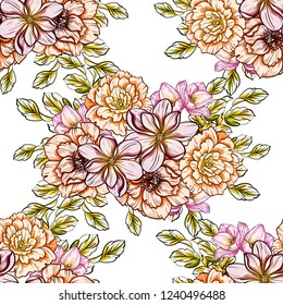 Abstract elegance seamless pattern with floral background