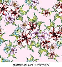 Abstract elegance seamless pattern with floral background