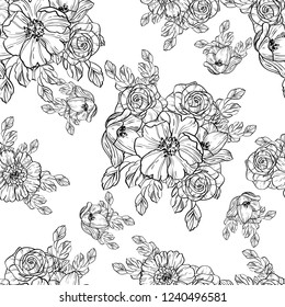 Abstract elegance seamless pattern with floral background