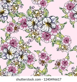 Abstract elegance seamless pattern with floral background