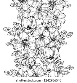Abstract elegance seamless pattern with floral background