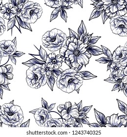 Abstract elegance seamless pattern with floral background