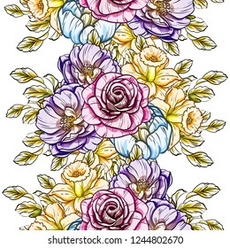 Abstract elegance seamless pattern with floral background