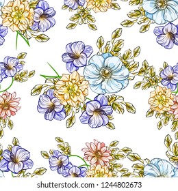 Abstract elegance seamless pattern with floral background