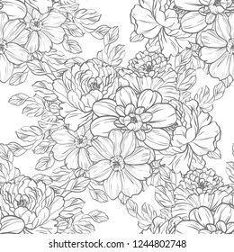 Abstract elegance seamless pattern with floral background