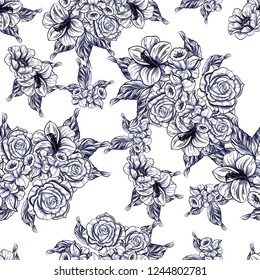 Abstract elegance seamless pattern with floral background