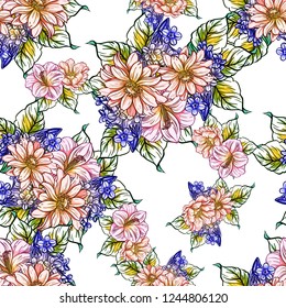 Abstract elegance seamless pattern with floral background