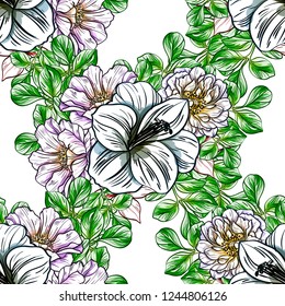 Abstract elegance seamless pattern with floral background