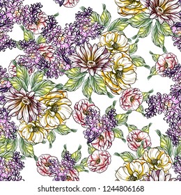 Abstract elegance seamless pattern with floral background