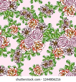 Abstract elegance seamless pattern with floral background