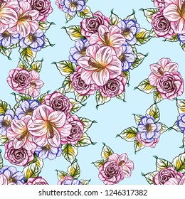 Abstract elegance seamless pattern with floral background