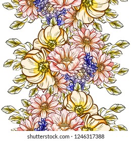 Abstract elegance seamless pattern with floral background
