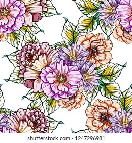 Abstract elegance seamless pattern with floral background