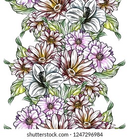 Abstract elegance seamless pattern with floral background