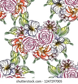 Abstract elegance seamless pattern with floral background