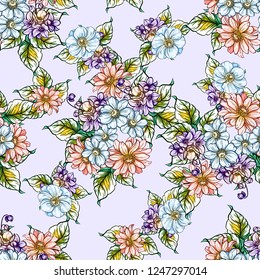Abstract elegance seamless pattern with floral background