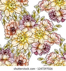 Abstract elegance seamless pattern with floral background