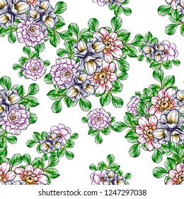 Abstract elegance seamless pattern with floral background