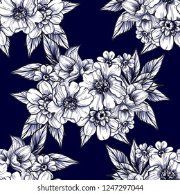 Abstract elegance seamless pattern with floral background