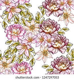 Abstract elegance seamless pattern with floral background