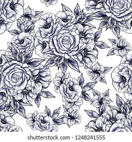 Abstract elegance seamless pattern with floral background