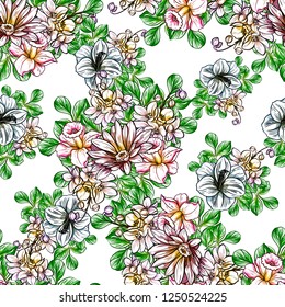 Abstract elegance seamless pattern with floral background