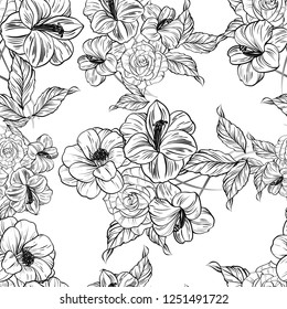 Abstract elegance seamless pattern with floral background