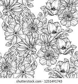 Abstract elegance seamless pattern with floral background