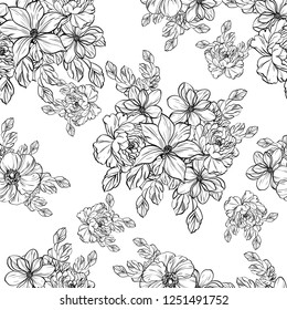 Abstract elegance seamless pattern with floral background