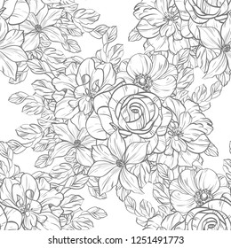Abstract elegance seamless pattern with floral background