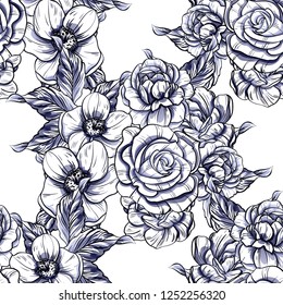Abstract elegance seamless pattern with floral background