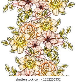 Abstract elegance seamless pattern with floral background
