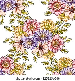 Abstract elegance seamless pattern with floral background