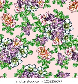 Abstract elegance seamless pattern with floral background