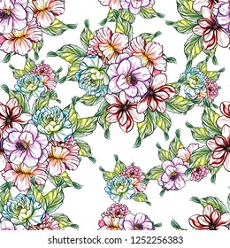 Abstract elegance seamless pattern with floral background