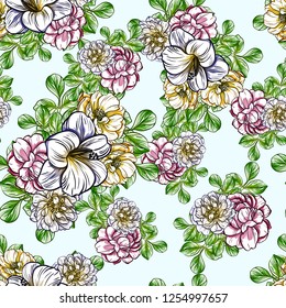 Abstract elegance seamless pattern with floral background