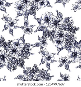 Abstract elegance seamless pattern with floral background